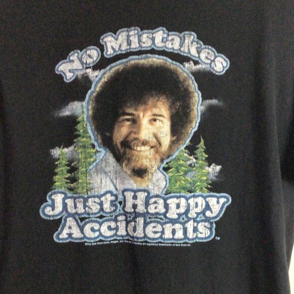 Bob Ross Painting No mistakes Happy Accidents T Shirt Large - Picture 2 of 4